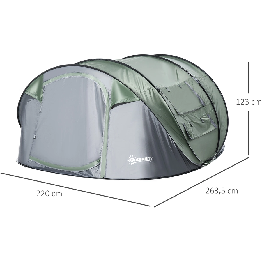 Outsunny Campingzelt für 4-5 Personen dunkelgrün, grau
