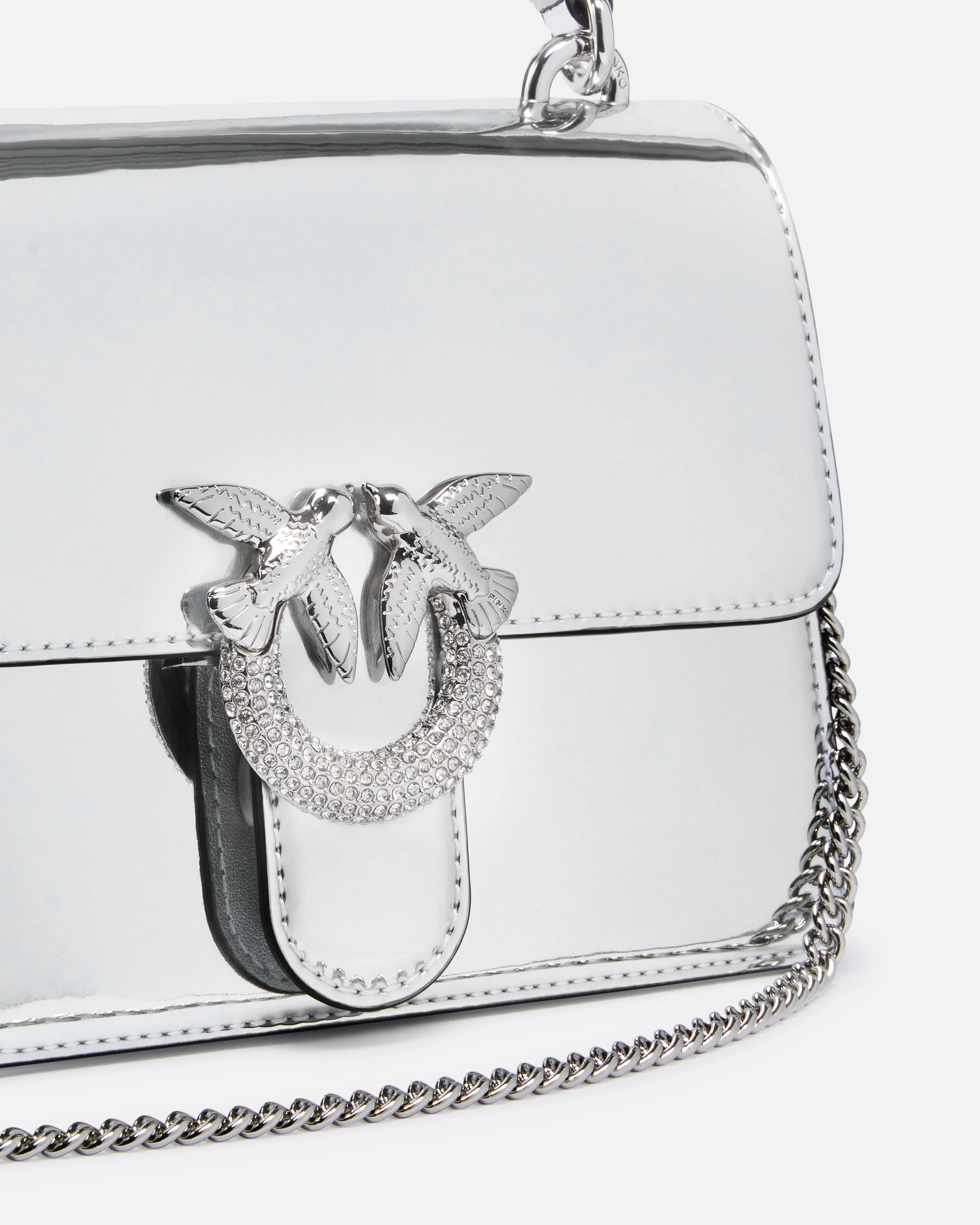 Sac à main mini love bag effet miroir doré | Argent