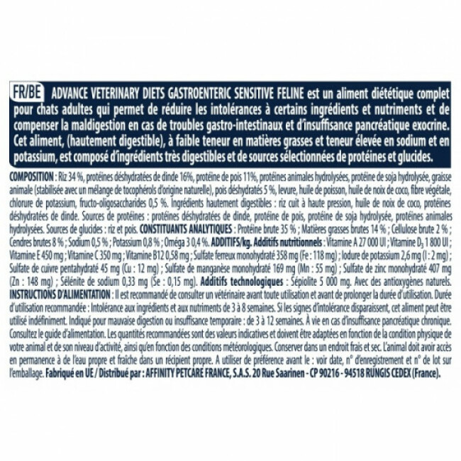 Croquettes chats Advance Veterinary Diets Gastroenteric Sensitive