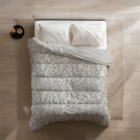 Easy Dekbed Grey Leafs