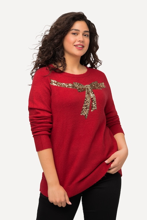 Pullover, Pailletten-Schleife, Rundhals, Langarm