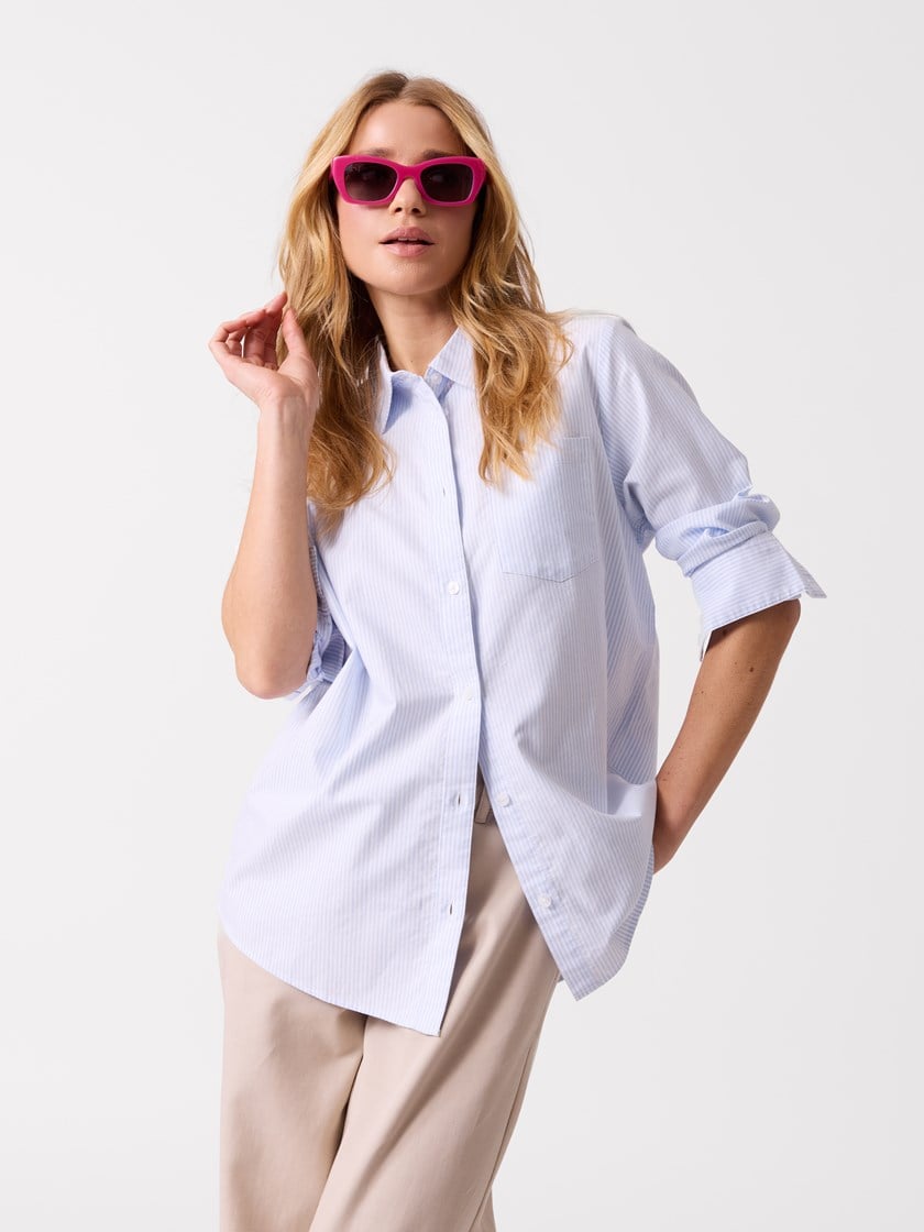 Caro stripet skjorte Chambray Blue
