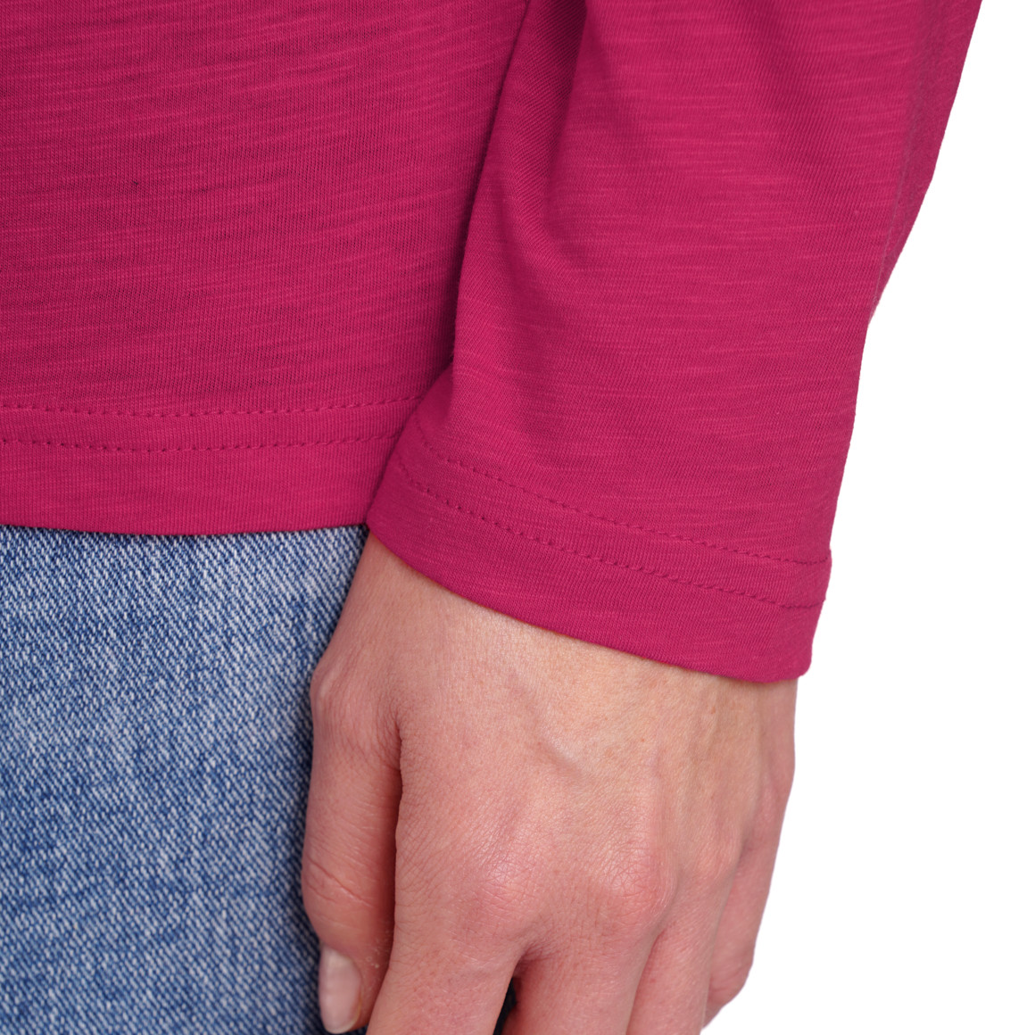 Gina Benotti Damen Langarmshirt unifarben pink