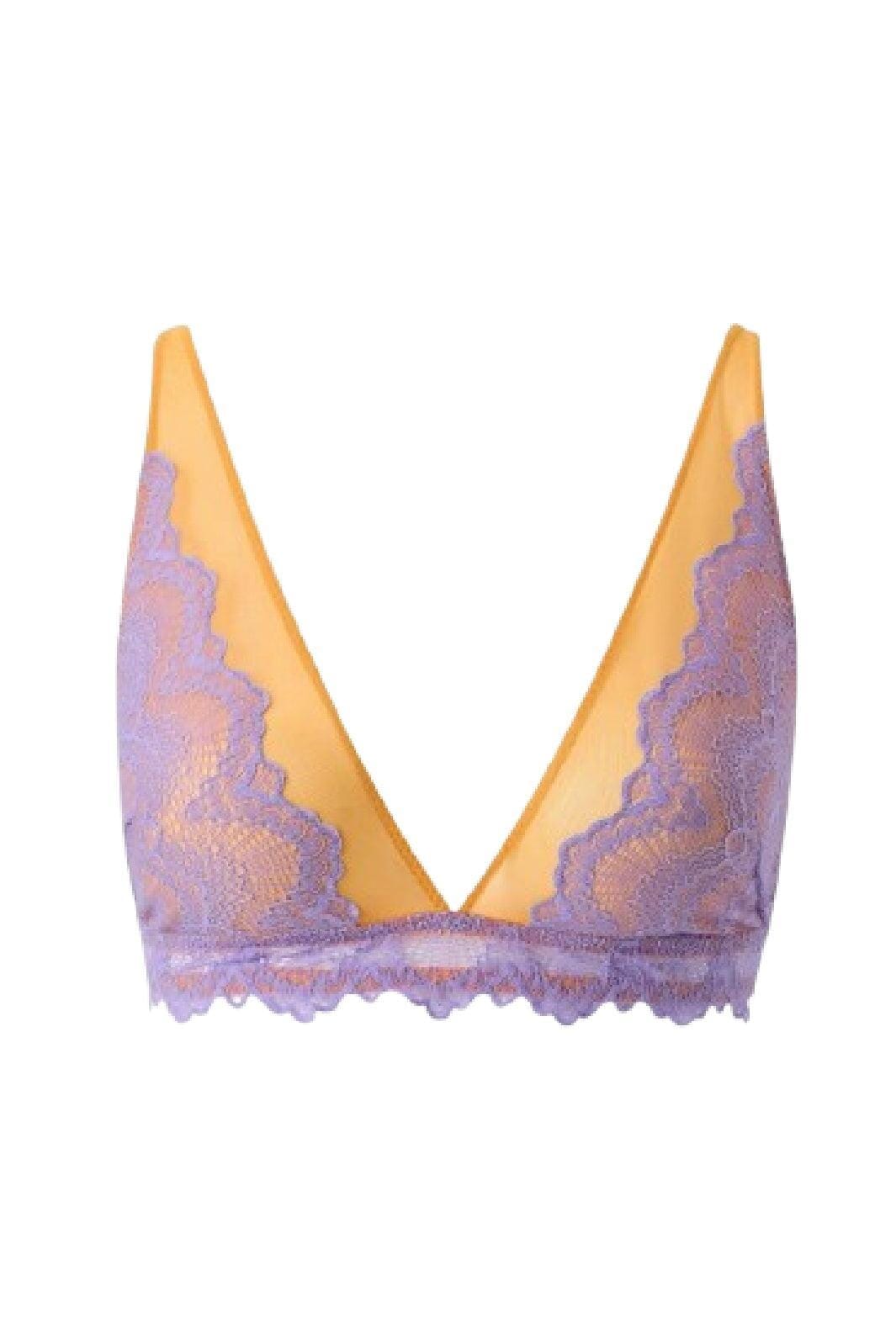 Understatement Underwear Lace Mesh Plunge Bralette electric lilac apricot