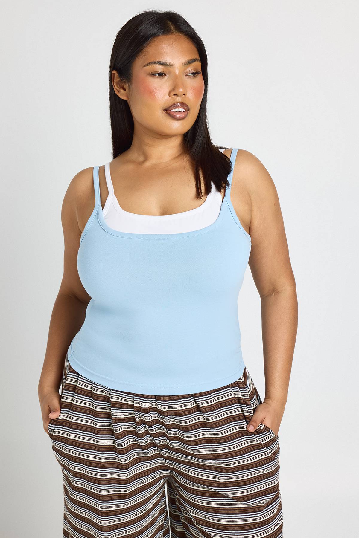 boohoo Débardeur Caraco Grande Taille À Double Épaisseur
