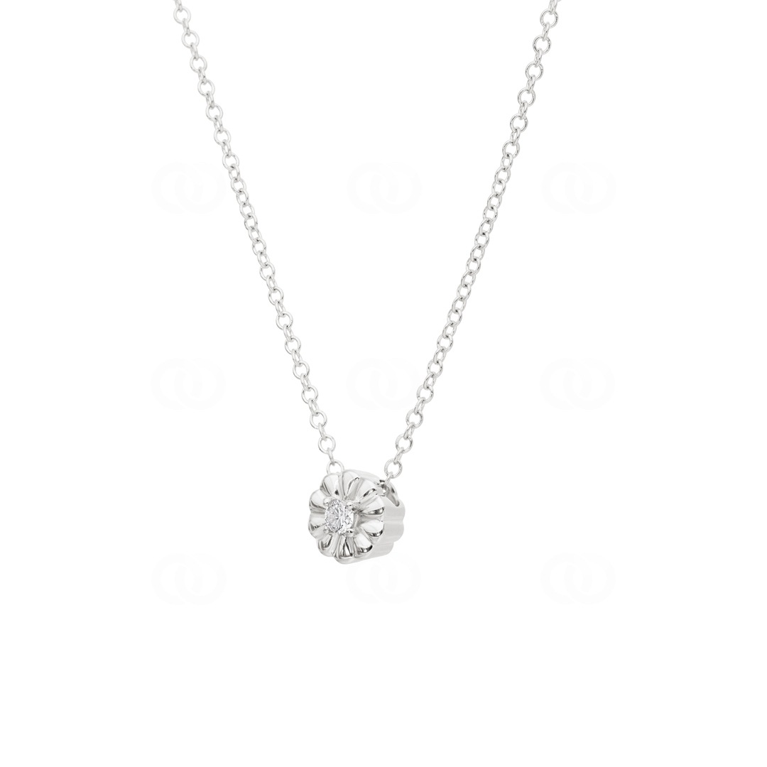 Collier mit Anhänger 750/18 K Weissgold mit Diamant 0.04ct H/Si