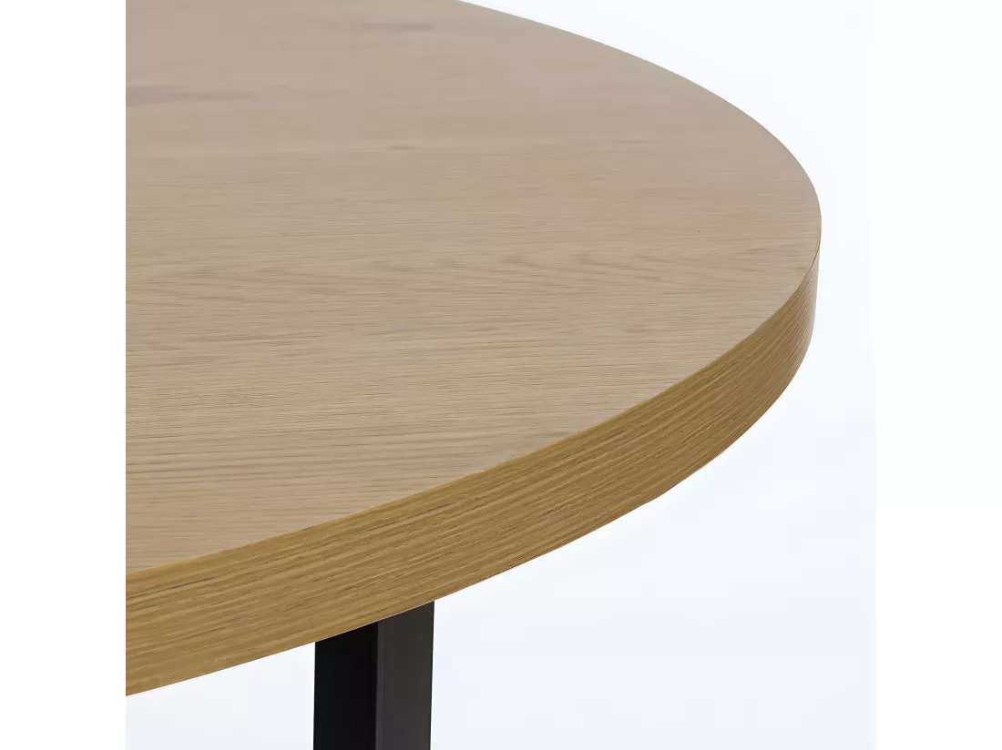 Bonnie - Table à manger 4 personnes ronde en bois et métal - Bois clair