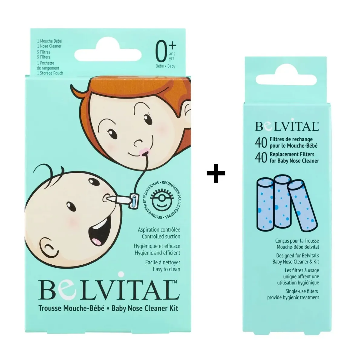 Clément - Équipement Aspirateur Nasal Mouche-Bébé Belvital + Filtres de remplacement