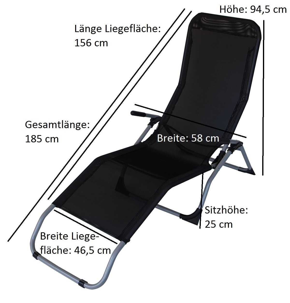 DEGAMO Gesundheitsliege SYLT, Stahl + Kunstgewebe schwarz, faltbar