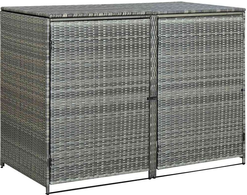 vidaXL Containerberging Dubbel - Antraciet - Poly Rattan - Geschikt Voor 2 Containers