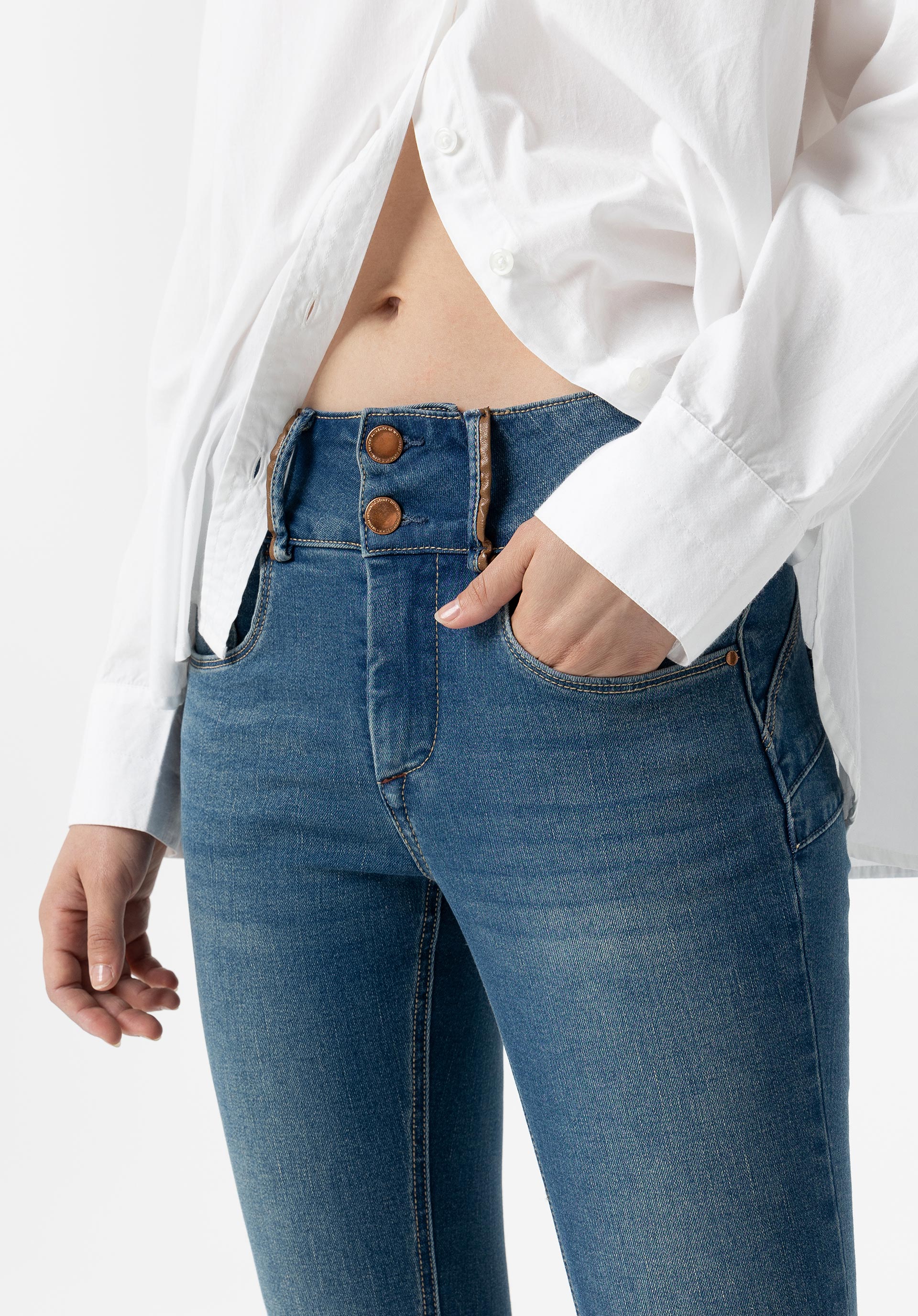 Jeans Double-up Skinny Cintura Alta