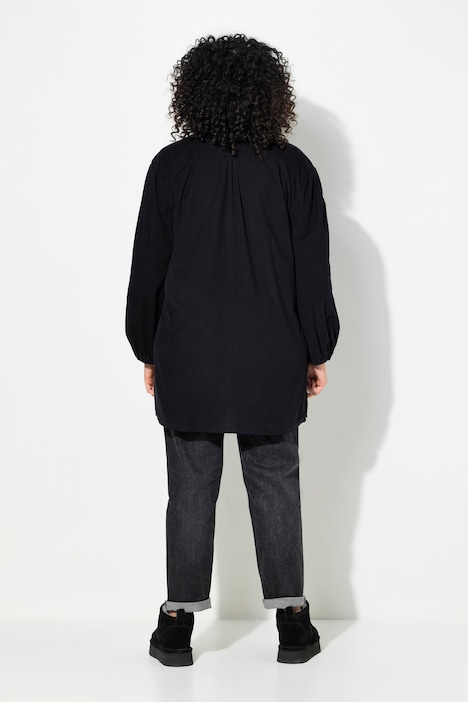Cordbluse, Brusttasche, Hemdkragen, weiter Langarm