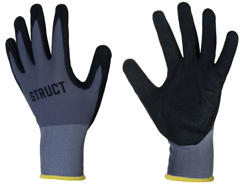 STRUCT Arbeitshandschuh Nylon, M, Grau/Schwarz, 1 Stück Handschuhe mit Nitril-Beschichtung
