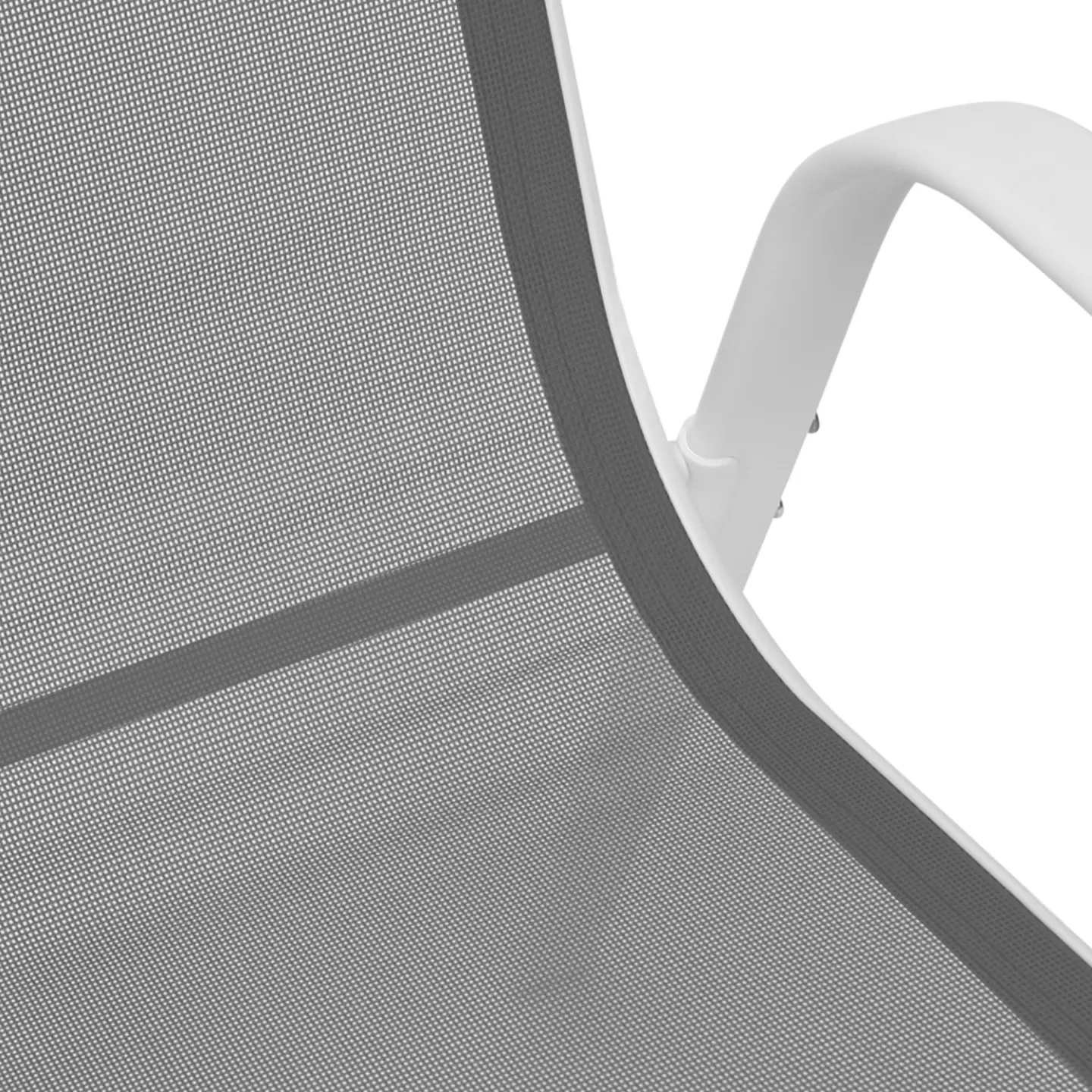 Salon de jardin MADRID table 150 CM et 6 chaises empilables blanc et gris