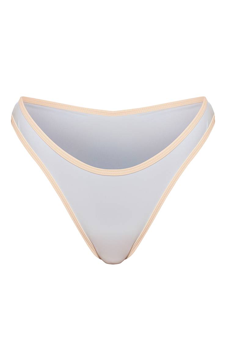 Bleu Layette Bas De Bikini Tanga À Bandes Contrastées
