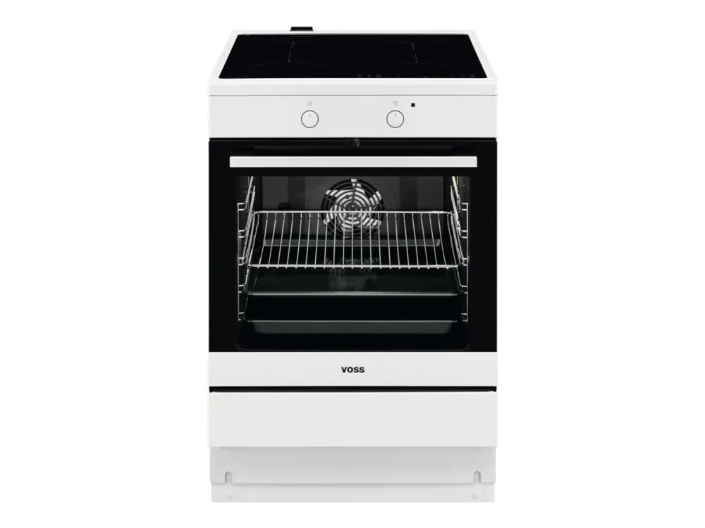 VOSS SurroundCook VKI60350HV - Komfur - fritstående - bredde: 59.6 cm - dybde: 60 cm - højde: 85 cm - med selv-rengøring - hvid