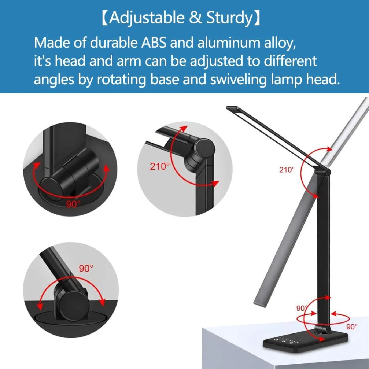 Lampe de Bureau LED Tactile Noir