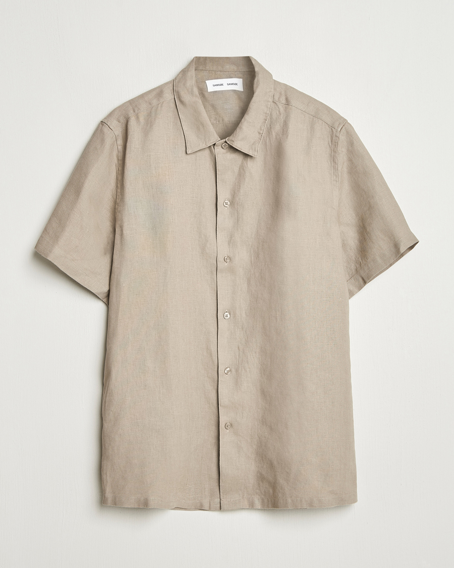 Samsøe Samsøe Avan Linen Short Sleeve Shirt Greige