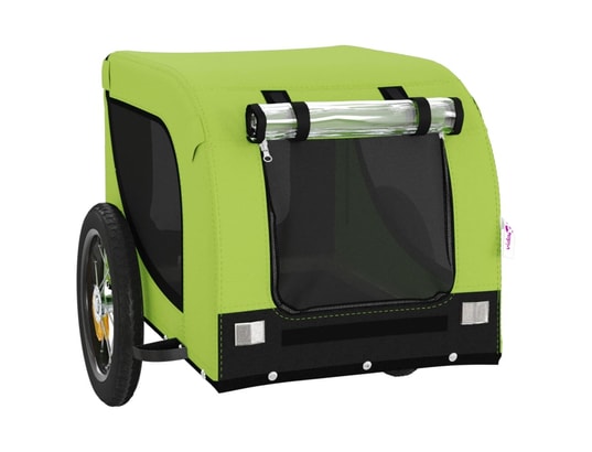 VIDAXL - Remorque de vélo pour chien vert et noir tissu oxford et fer