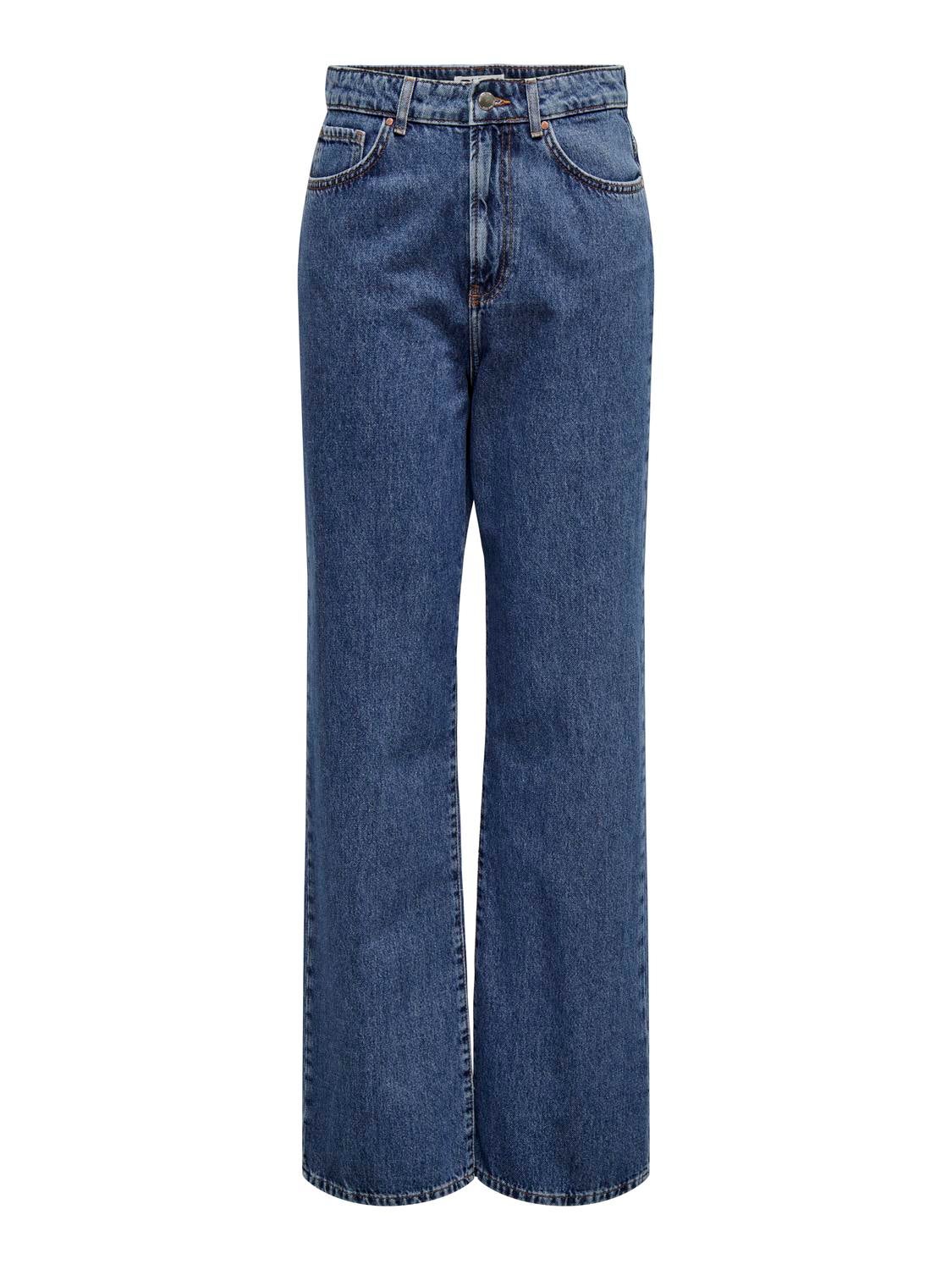 ONLSILJE Hohe Taille Gerade geschnitten Jeans Medium Blue Denim