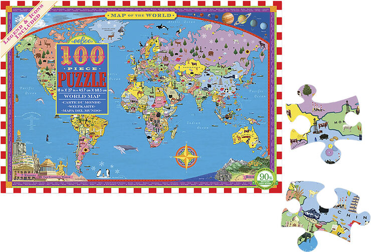 eeBoo eeBoo - Puslespil 100 brikker - Verdenskort