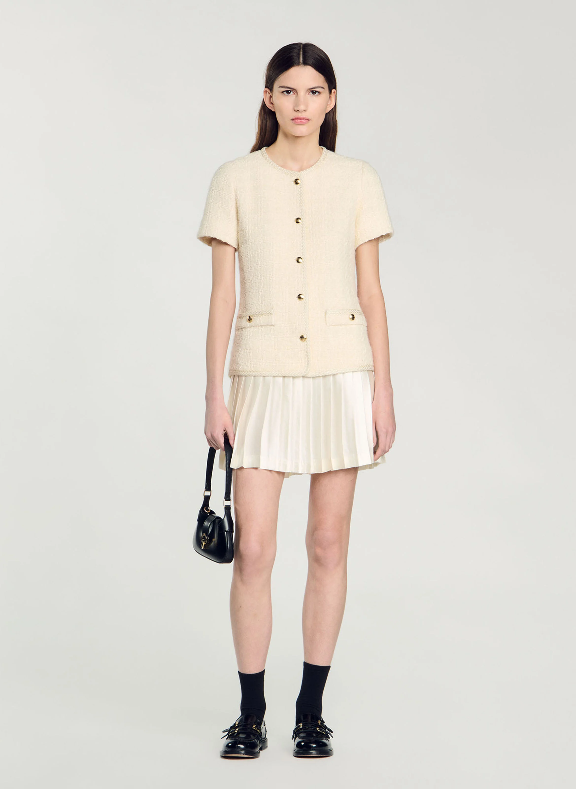 Robe courte en coton mélangé | Blanc