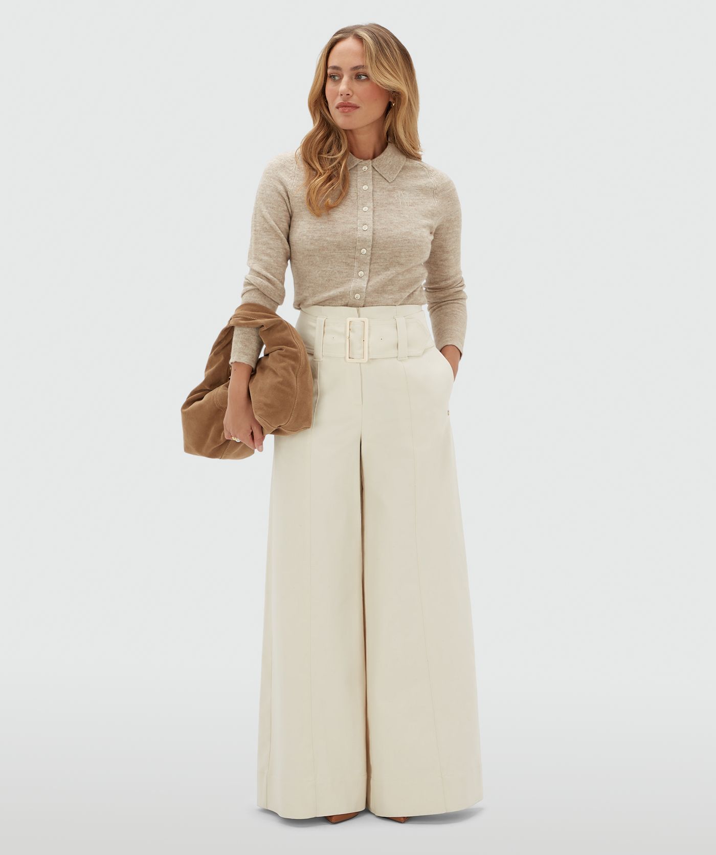 JV-IMELDA schoudertas van suède - light khaki