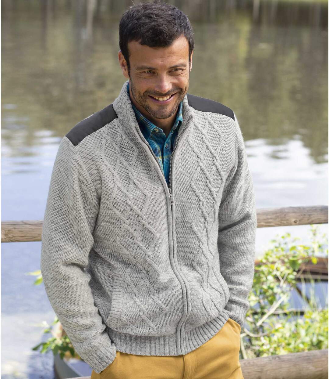 Blouson Tricot Zippé Doublé Polaire