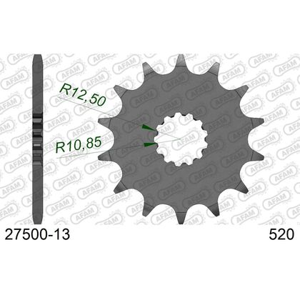 Pignon de sortie de boite AFAM ACIER 520 - 13 DENTS - Gris