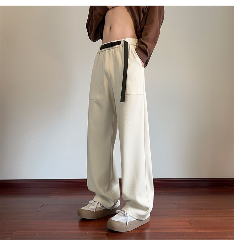 Drawouf - Broek met elastische taille en rechte pijpen en gespen