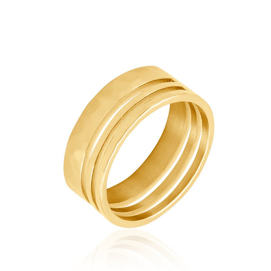 Bague Hera Acier Dore Yvanelle Triple Rangs