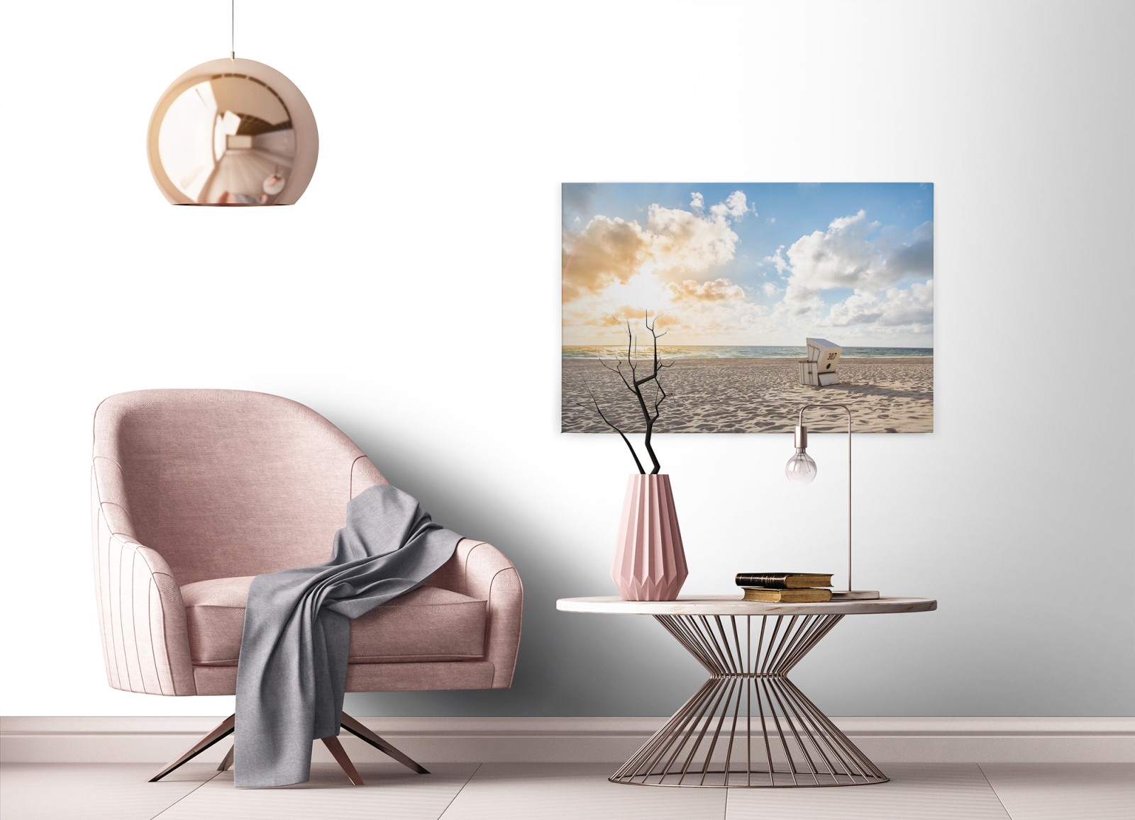 Leinwandbild STRAND - beige-blau - 90x60 cm