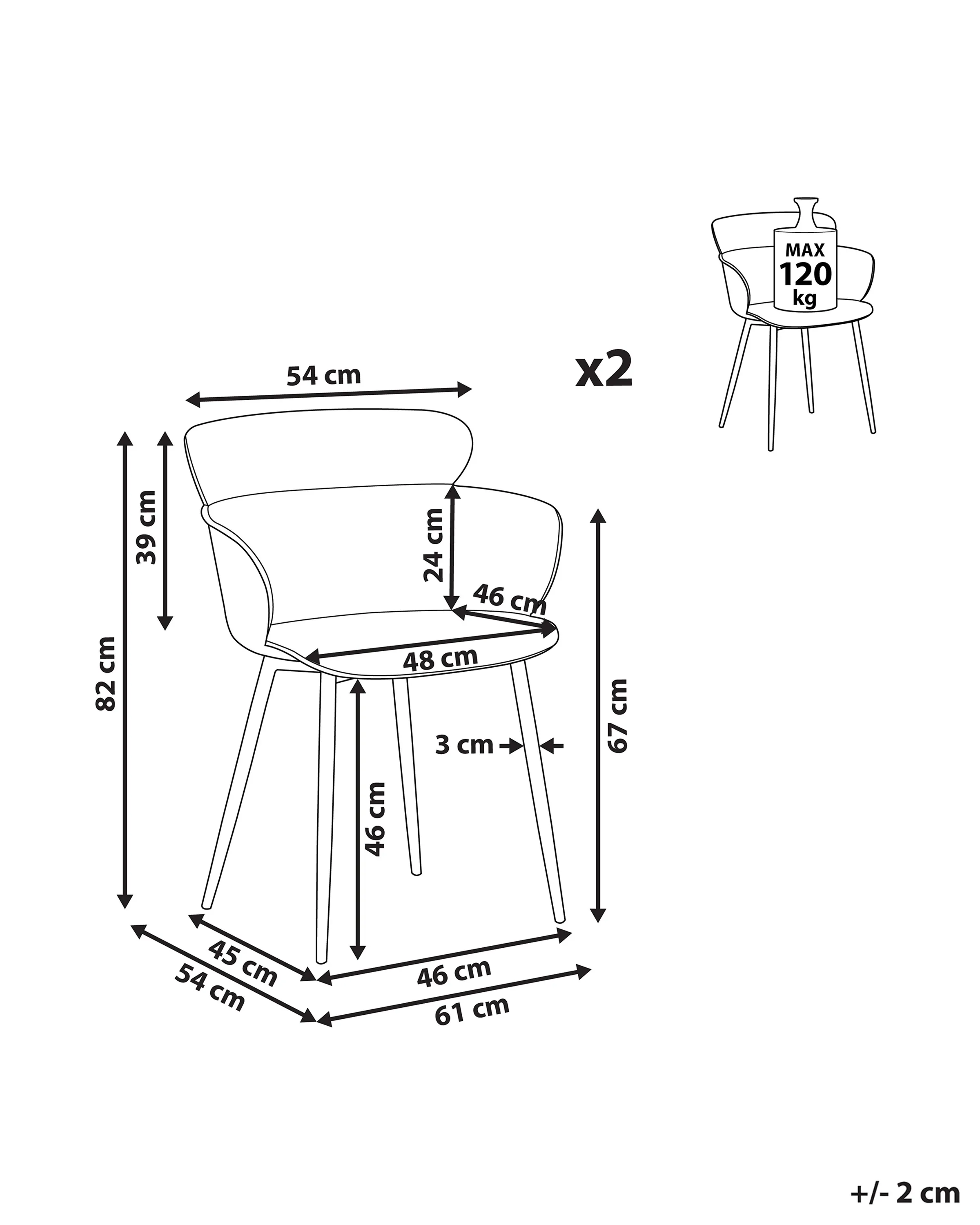 Set van 2 eetkamerstoelen SUMKLEY Lichtgrijs