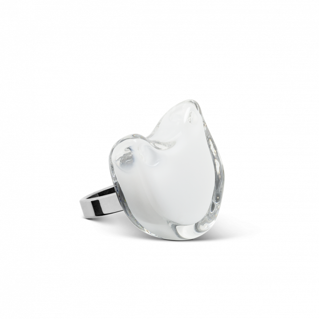 Bague en verre soufflé - Chat Nano Milk