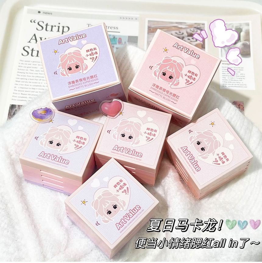 Art Value - 4 kleuren cartoon reliëf matte blush palet