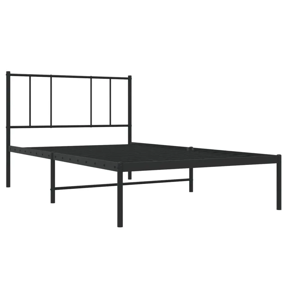 vidaXL - Bed frame met hoofdbord - Zwart - Metaal - 80x200 cm
