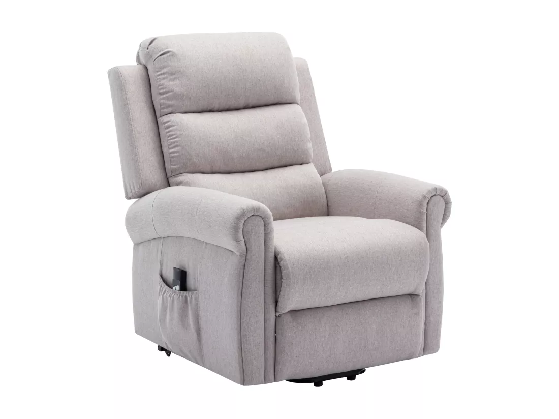 Fauteuil massant en tissu avec releveur électrique - Beige - LOVARI