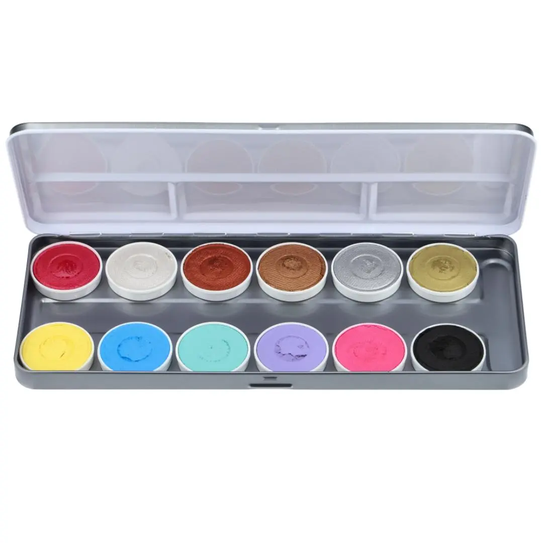 Aqua Face & Body Paint 12 Color Palette Shimmer & Pastel
