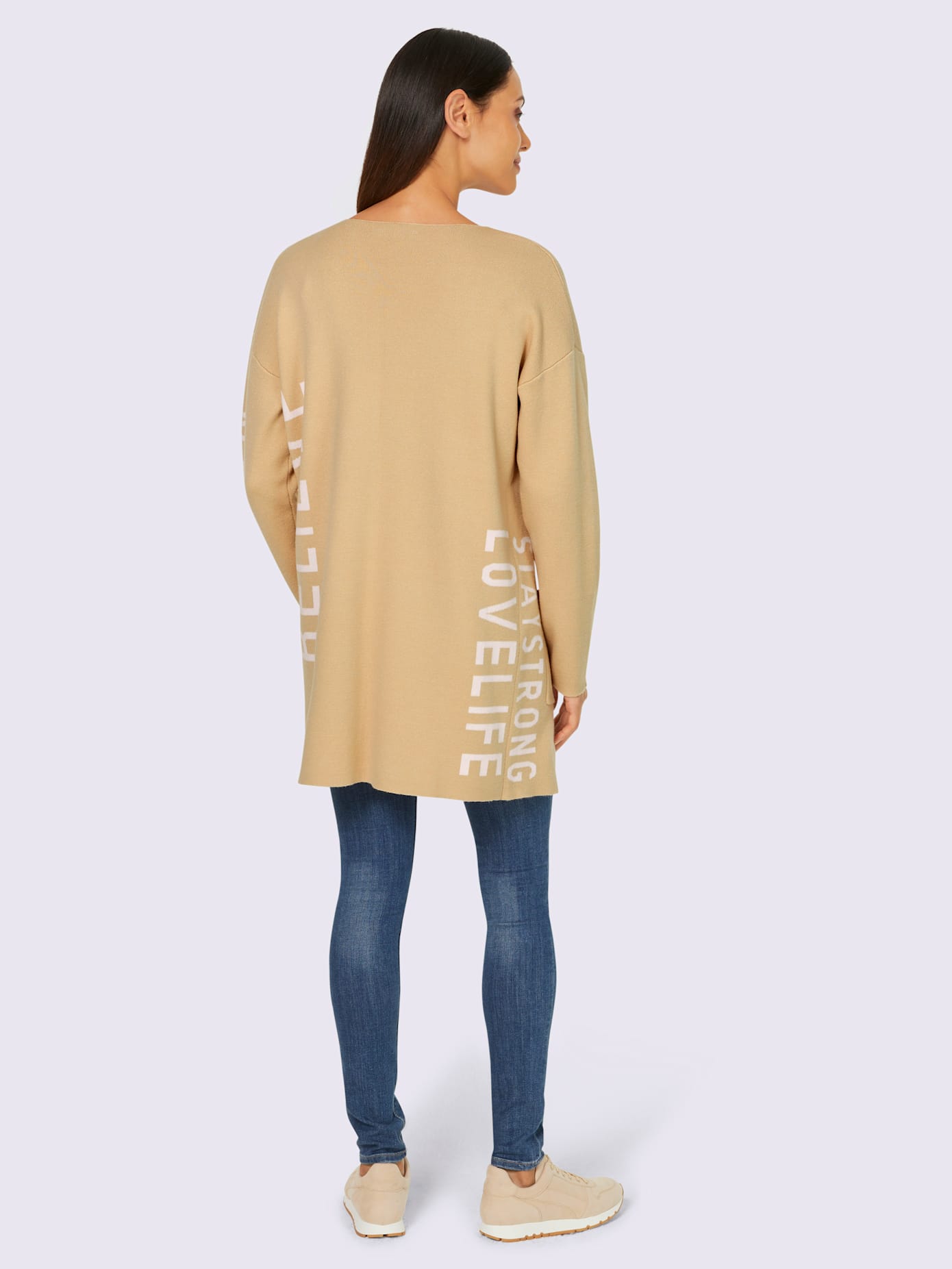 Veste en tricot forme ouverte et longue tendance