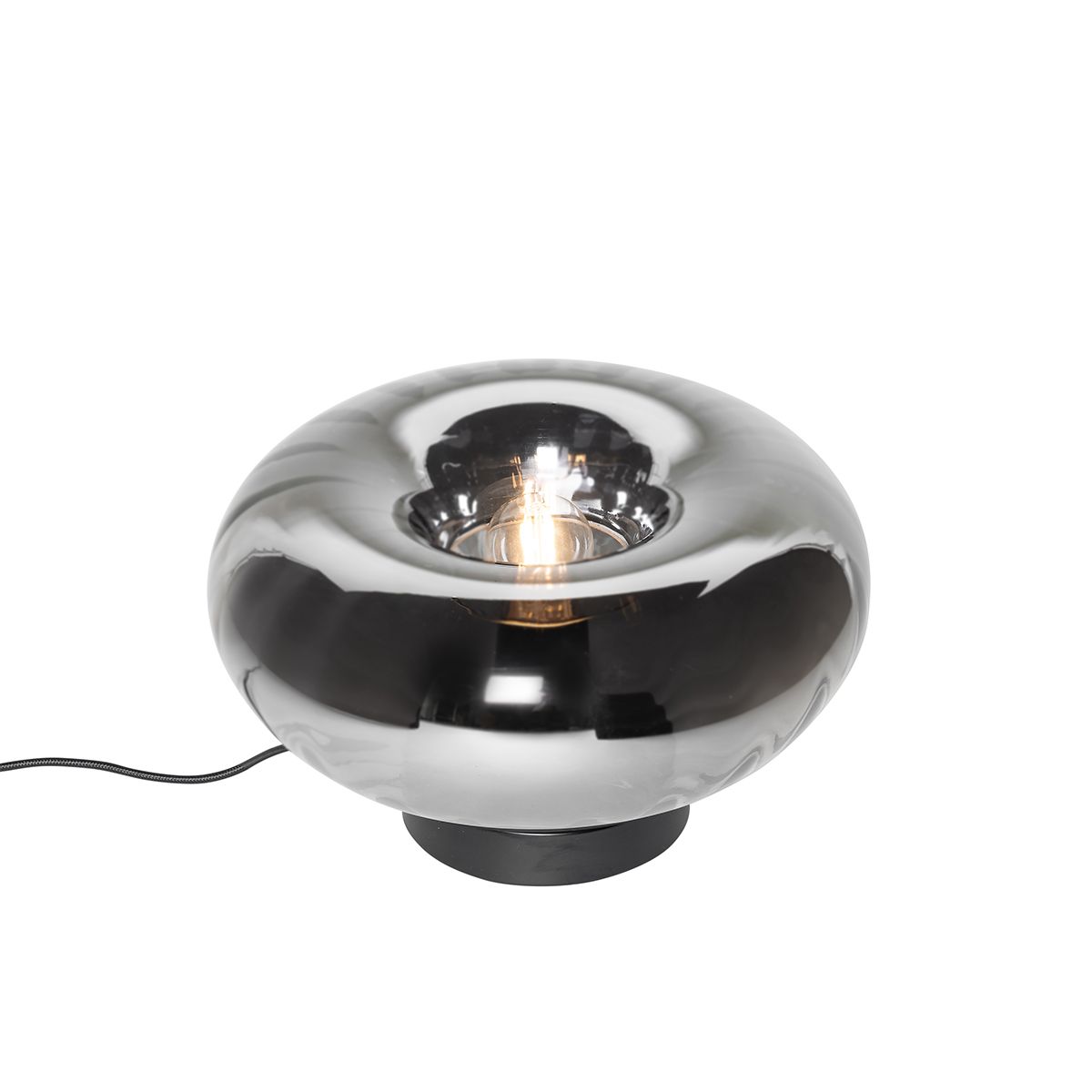 Art Deco tafellamp zwart met smoke glas - Ayesha