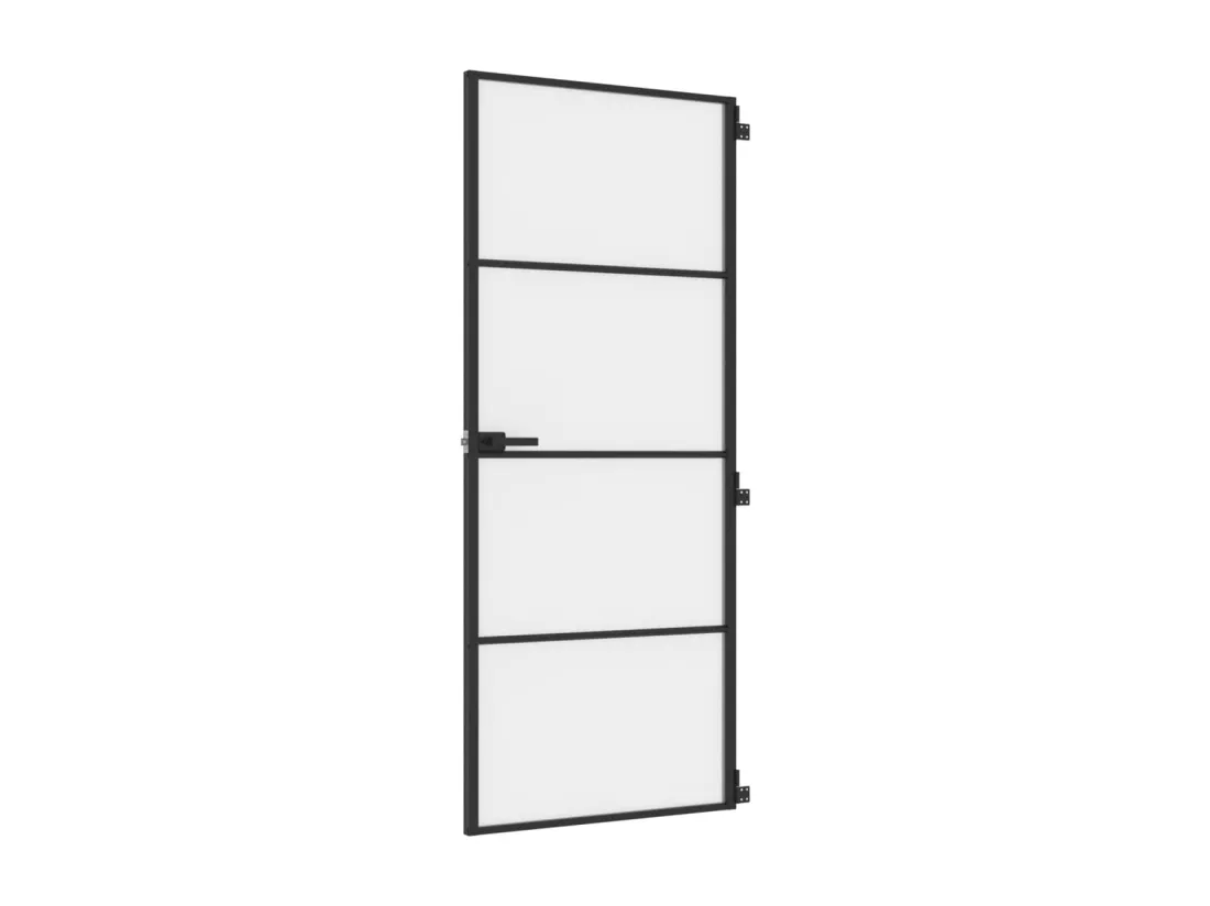 Porte intérieure mince noir 83x201,5 cm verre trempé aluminium
