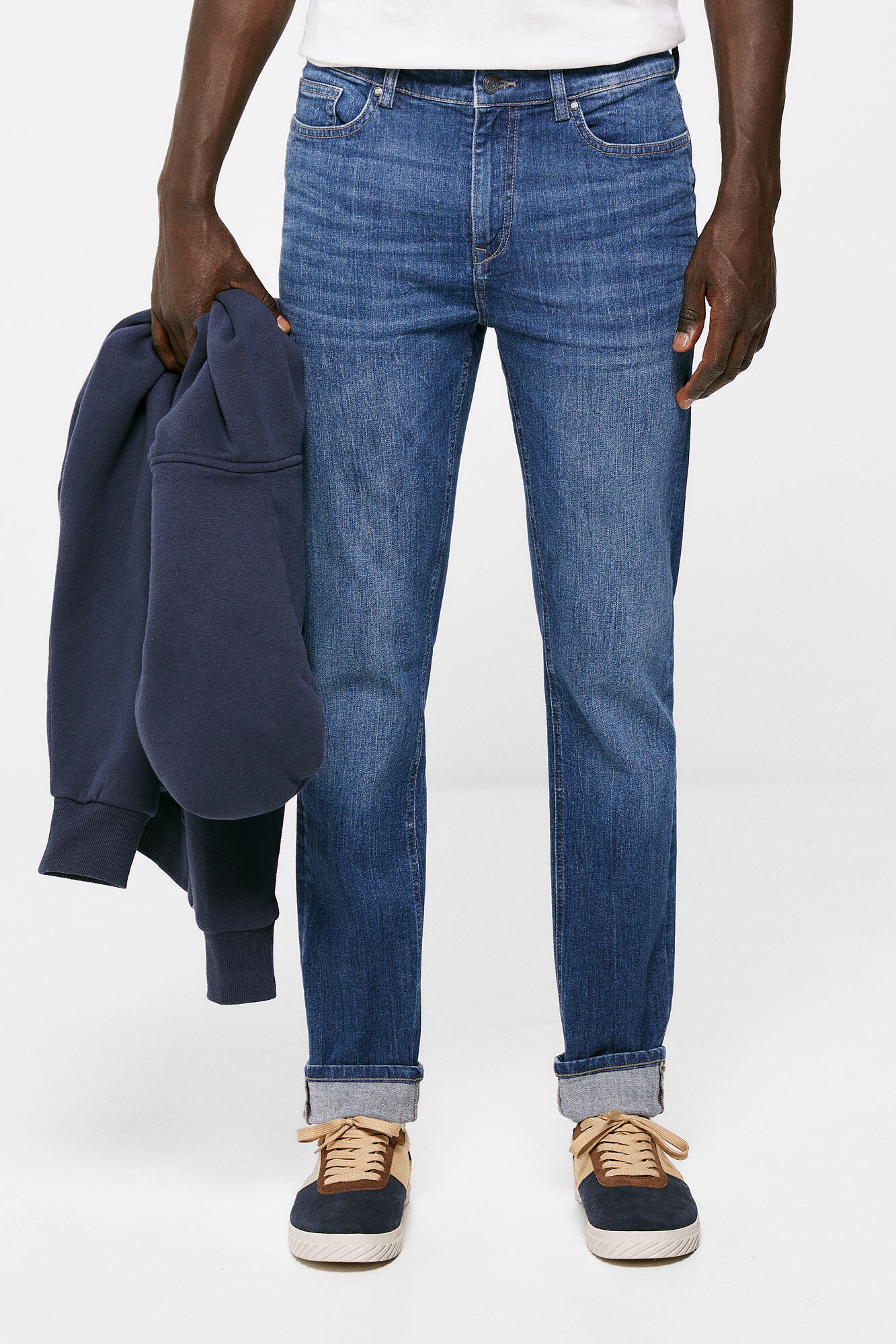 calça jeans skinny de lavagem clara