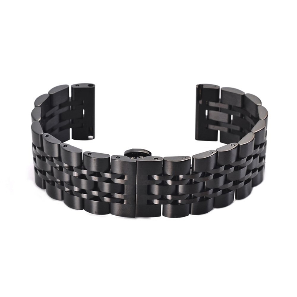 Klassisches Edelstahl Uhrenarmband mit Butterfly-Verschluss (Stegbreite: 22 mm) - Schwarz