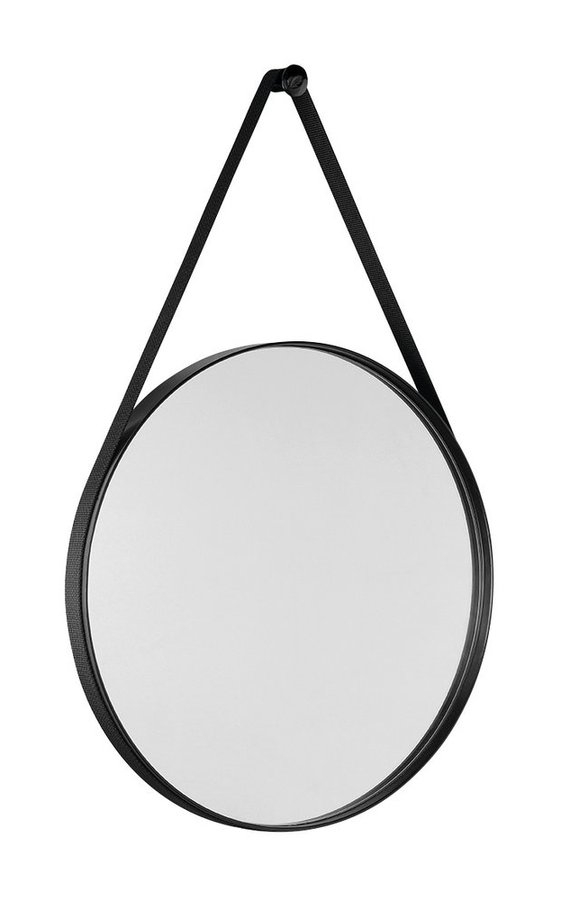 Sapho Orbiter ronde spiegel met riem mat zwart 60cm