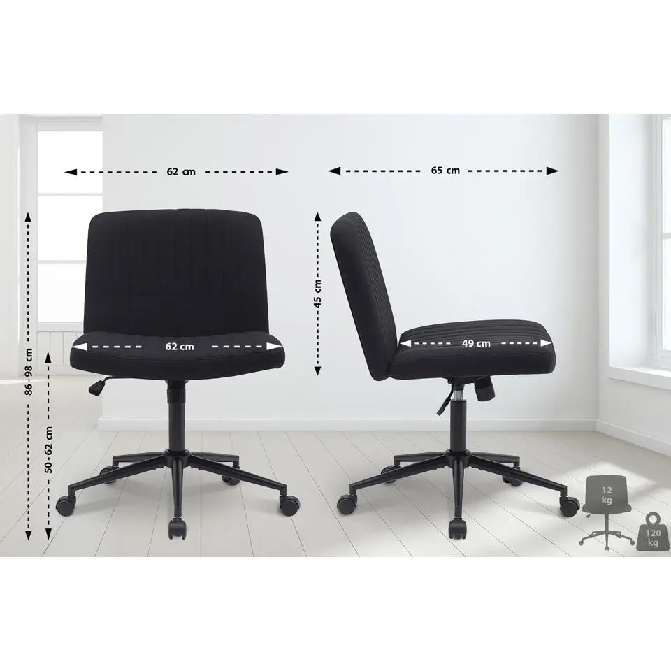 CLP Bureaustoel Kingman zwart Frame - Stof - zwart