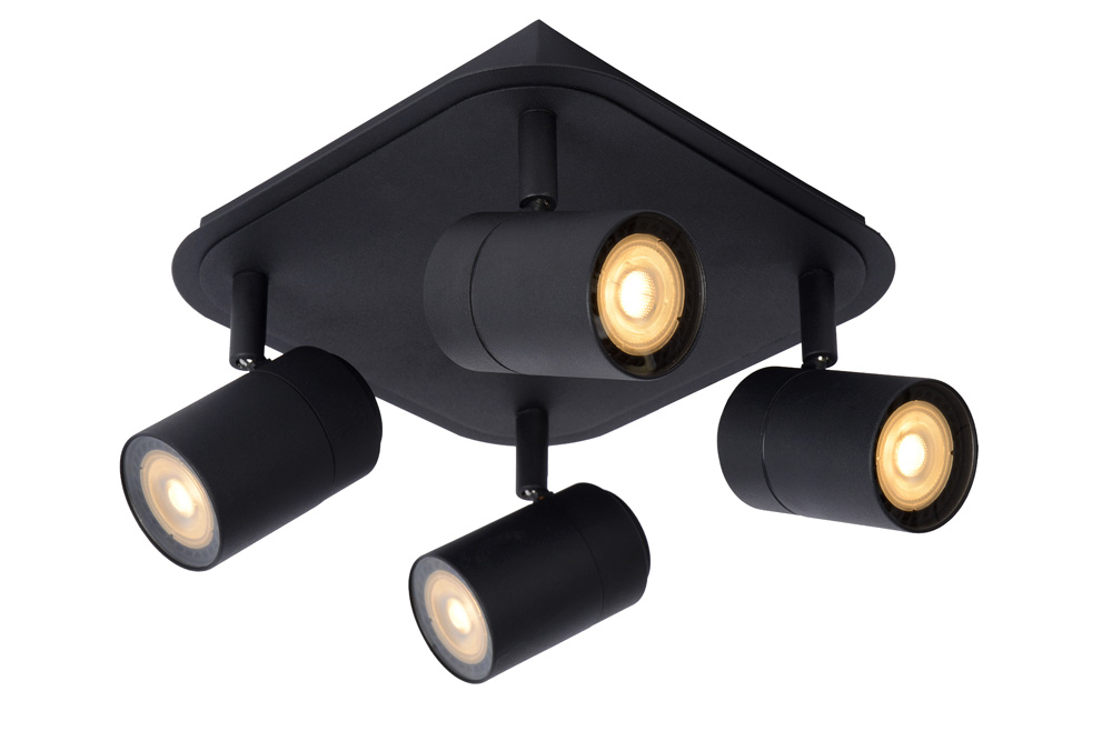 Lucide Lennert plafondlamp 4 spots 5W zwart