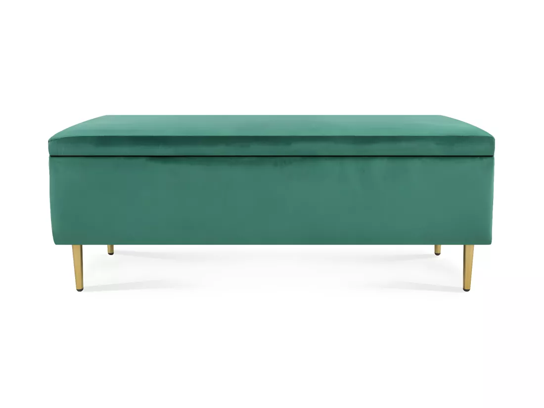Banquette Coffre Iris velours Vert pieds or