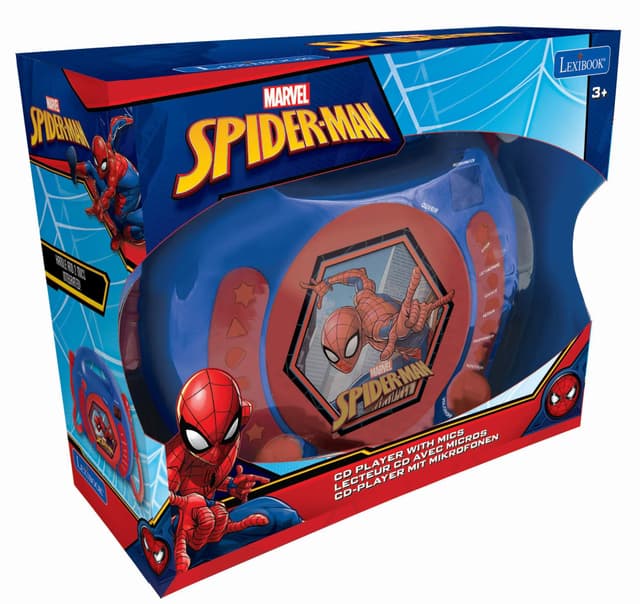 SpiderMan Bærbar cd-afspiller med 2 mikrofoner til at synge med