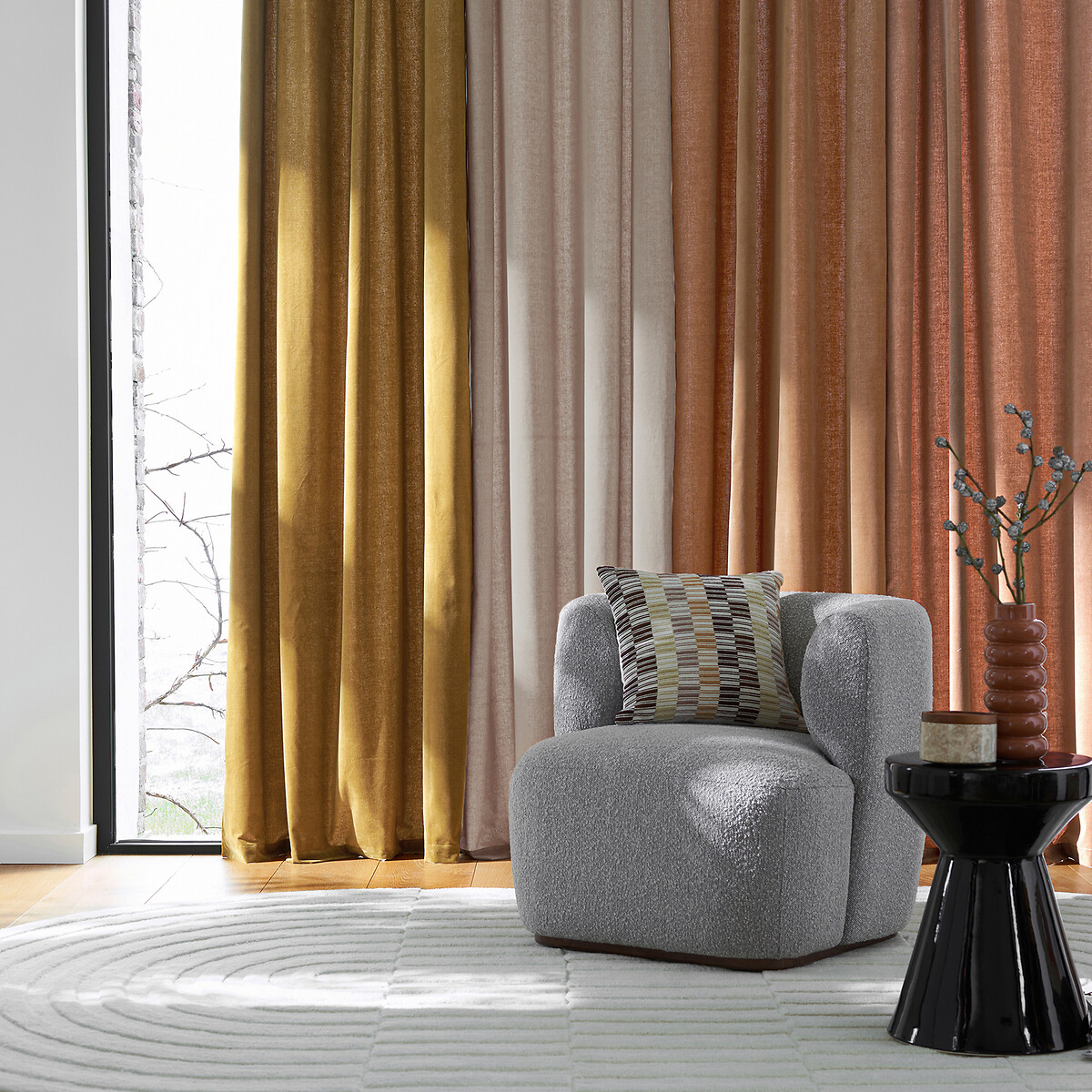 LA REDOUTE INTERIEURS<br>Cortina de veludo com ilhós Veludo
