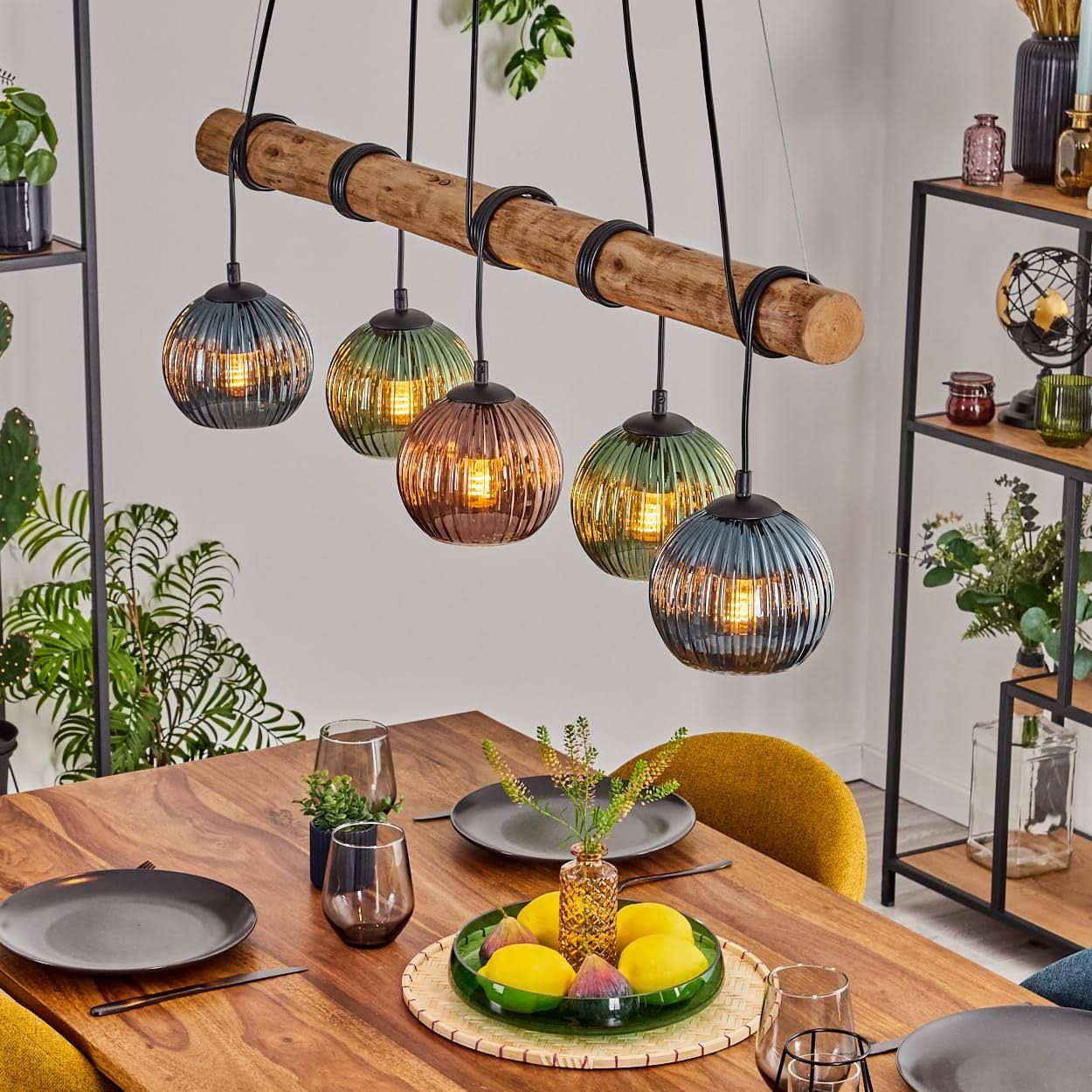 hofstein Koyoto Pendelleuchte Glas 15 cm Naturfarben
